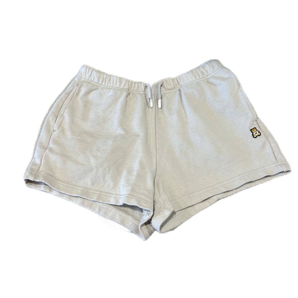 TEDDY FRESH Beige Classic Fleece Shorts Size L Logo Cotton Drawstring Cozy Women